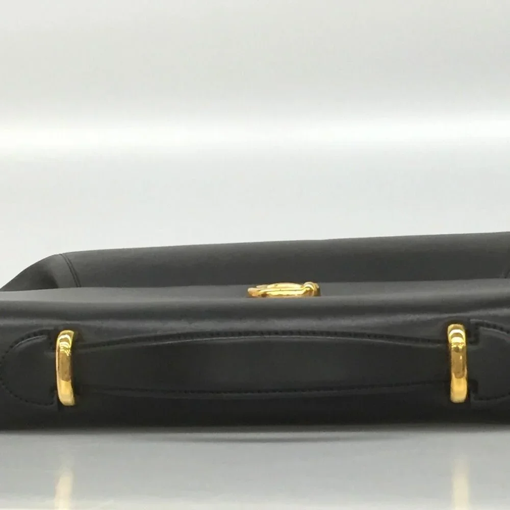 Cartier Panthere Brief Case Bag Leather Gold Hardware Black